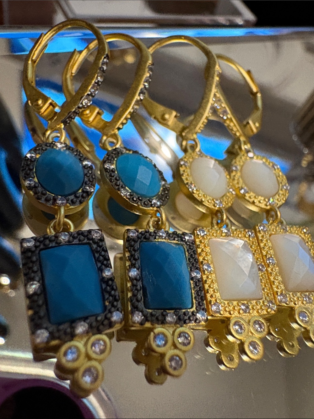 FREIDA ROTHMAN Imperial Drop Earrings (turquoise or MOP ) pick 1 NEW